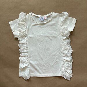 NWOT Zara Kids Broderie Ruffle T-Shirt